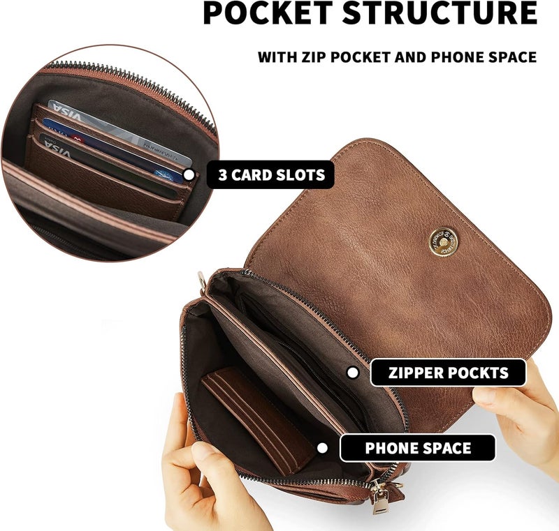 CHOLISS Small Crossbody Bags for Women, Vegan Leather Cell Phone Purse, Mini Travel Purse with Adjustable Strap Womens Gifts - Image 3